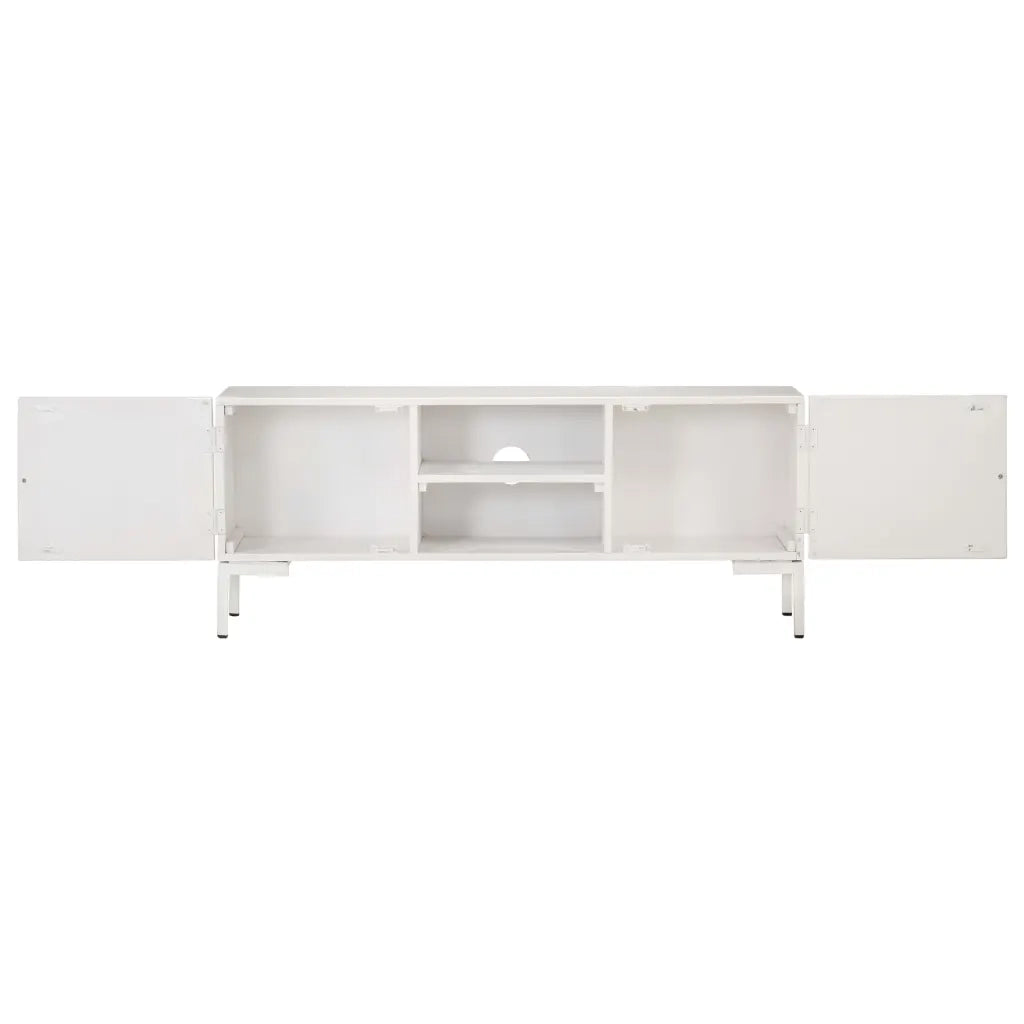 Mobile Porta TV Bianco 115x30x46cm in Legno Massello di Mango
