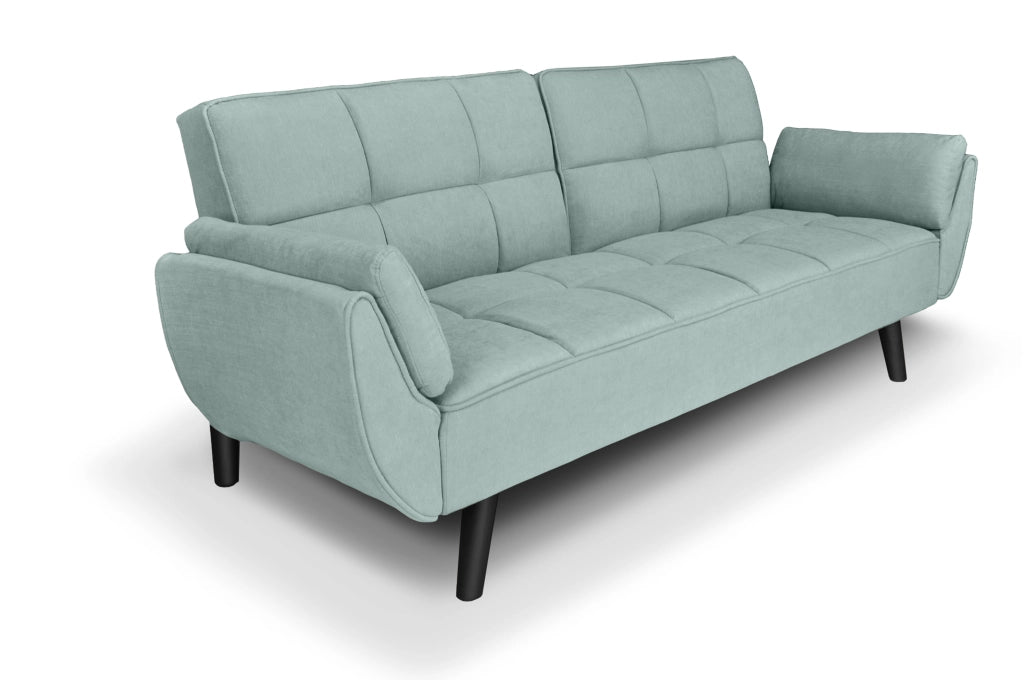 Divano letto clic clac in tessuto vellutato verde tiffany piede nero - divano 3 posti - Ambra - DL-AM20FBC-PLN