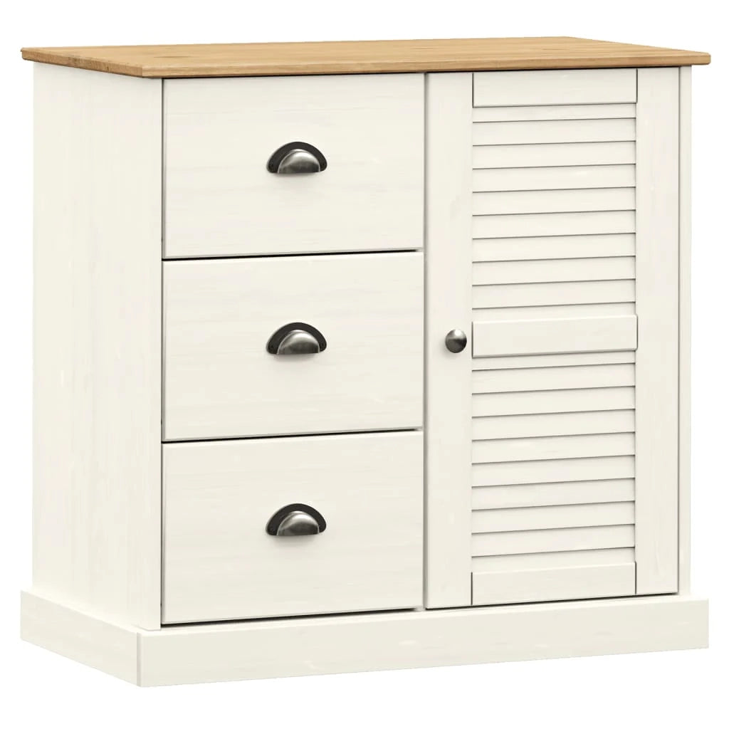 Buffet credenza cassettiera mobiletto mobile contenitore organizer per cucina soggiorno salotto con cassetti 78 x 40 x 75 cm legno massello di pino bianco 02_0030137