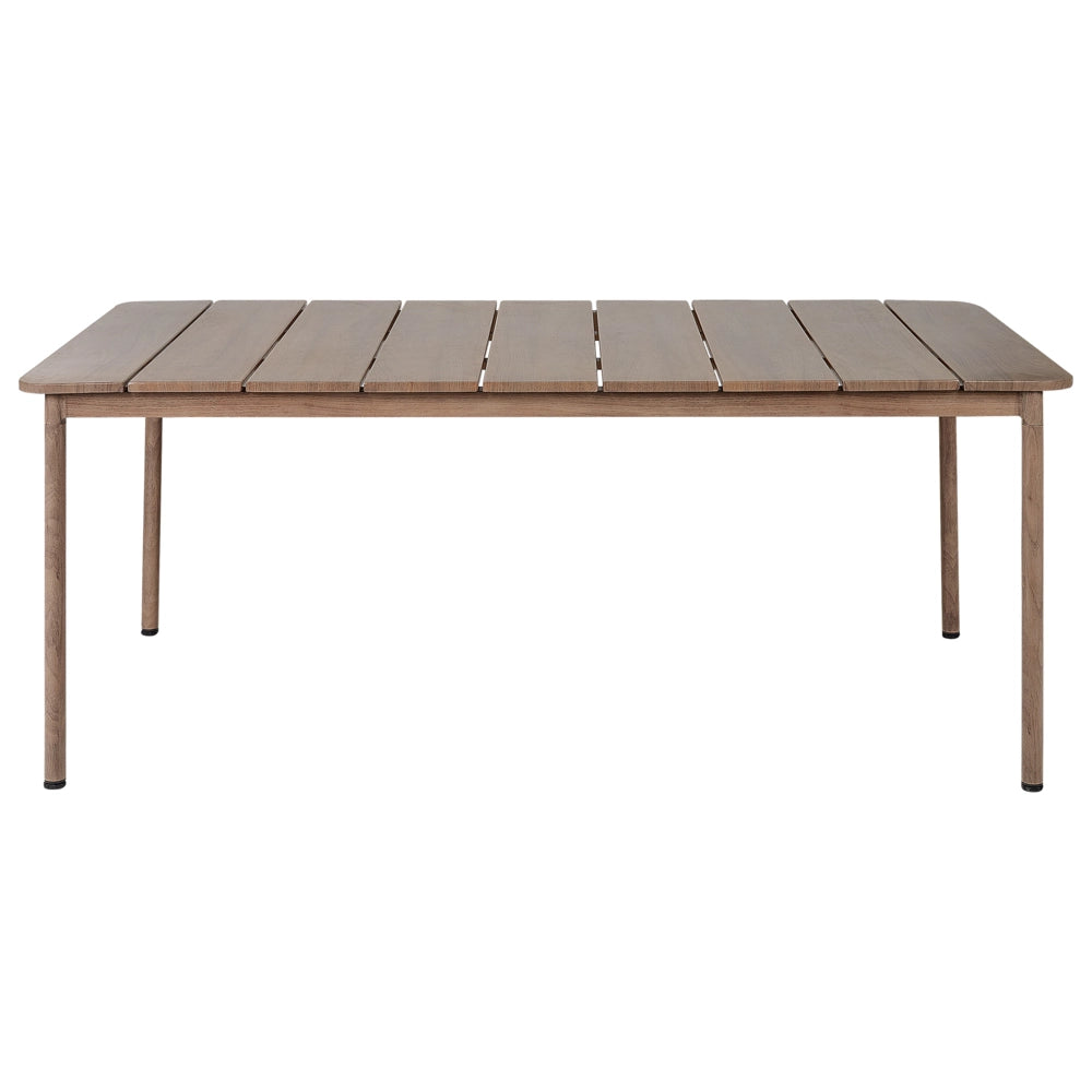 Set da pranzo da giardino a 6 posti in alluminio bianco e legno scuro Piano del tavolo 6 sedie e tavolo da pranzo