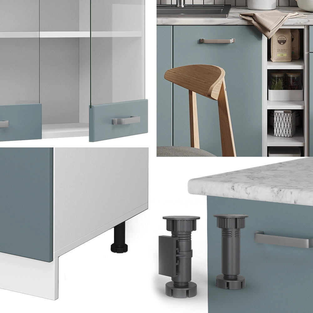 Vicco Cucina monoblocco Grigio-blu 160 cm , PL Marmo