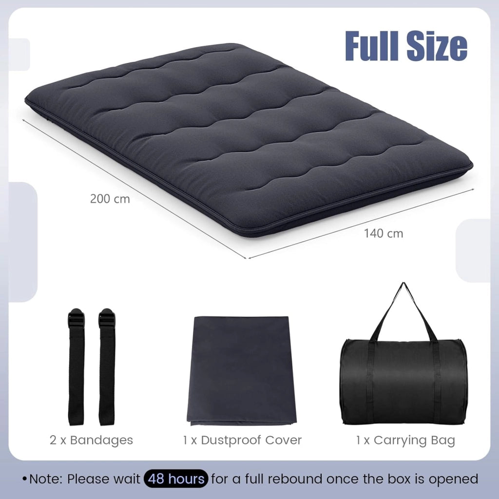 Materasso da pavimento 140x200 cm, materasso futon giapponese, tatami pieghevole e portatile, materasso richiudibile con borsa e rivestimento rimovibile, materasso per dormire e supporto per