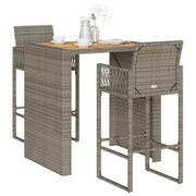 Set Bar da Giardino 3pz senza Cuscini Grigio Polyrattan Acacia 3328887