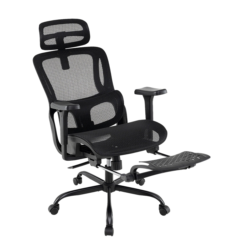 Sedia ergonomica da ufficio da gaming in rete per ufficio a casa, Sedia girevole con poggiatesta Nero-Sedie da ufficio