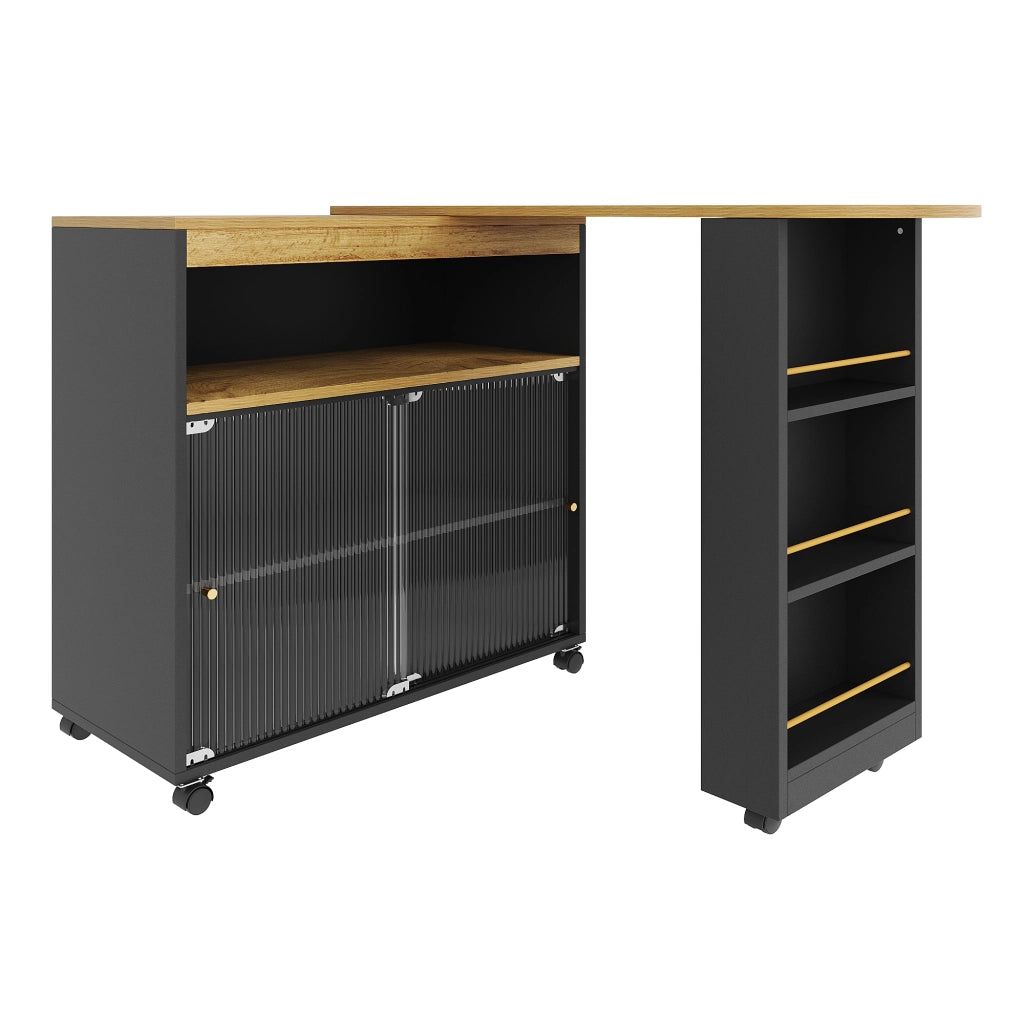 Tavolo Bar Allungabile con Vano ¨C MINIMAL ¨C Nero, 138-204x39x105 cm