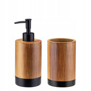 Set da bagno KADAX con dispenser di sapone per WC e bicchiere, colore marrone, set 2 in 1.