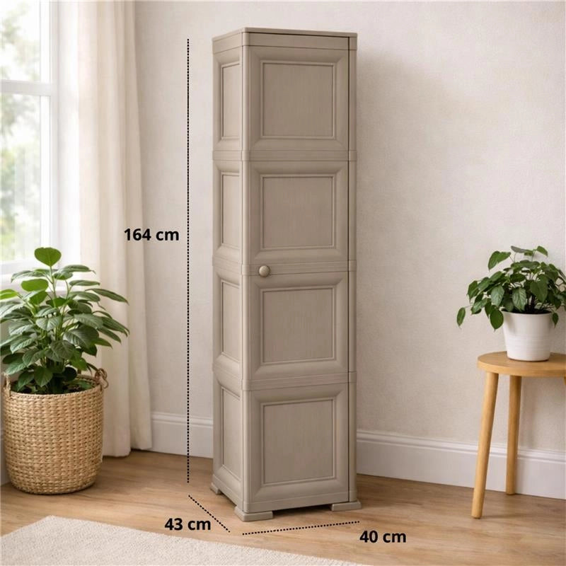ARMADIO A COLONNA CON 4 RIPIANI E 1 ANTA LISCIA TOUPE DIMENSIONI 40X43X164H CM