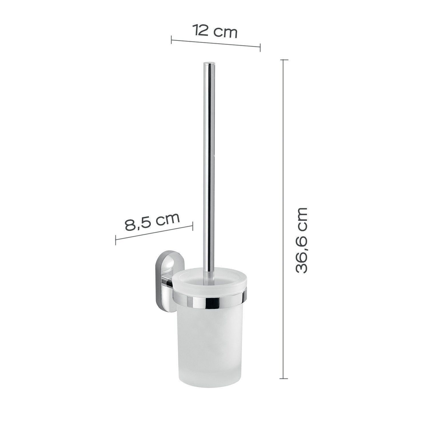 Scopino WC da muro con ciuffo in setole in acciaio inox e Cromall 5333-03 Gedy serie FEBO Cromato