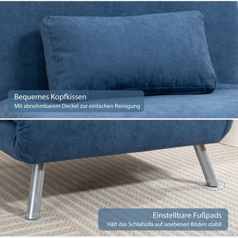 POLTRONA LETTO 190 cm Blu in Metallo con cuscino