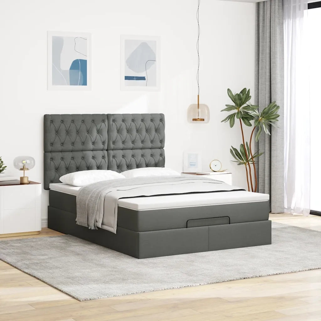vidaXL Struttura Letto Pouf con Materasso 140x200 cm in Tessuto
