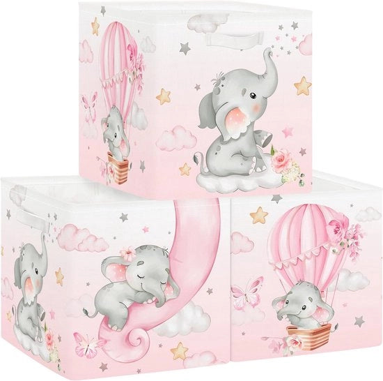 Set di 3 Scatole di Archiviazione per Bambini e Giochi 30x30cm - Impermeabili e Ripiegabili