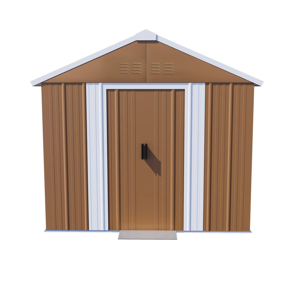 Capannone Da Giardino In Acciaio 180x96x194cm Con Finestra Porta Serrabile E Prese D Aria Senza Piatto Base