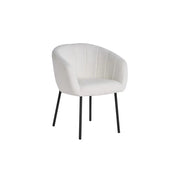 Sedia SEVILLE – Tessuto bouclé bianco – Piedi in metallo nero – H79 x L57 x P62 cm