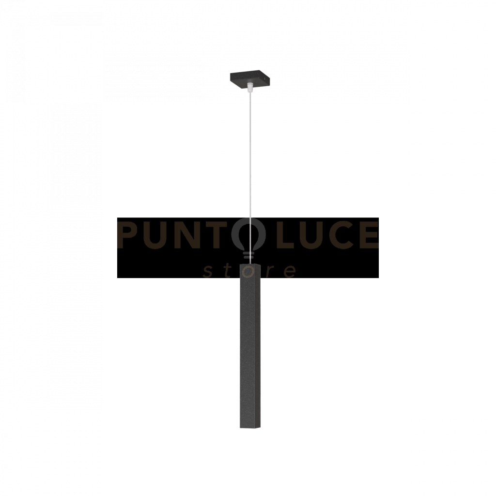 SQUARE TUBE SOSPENSIONE 1 LUCE NERO CAVO CM.250 CON BASE 1173-S1-NE