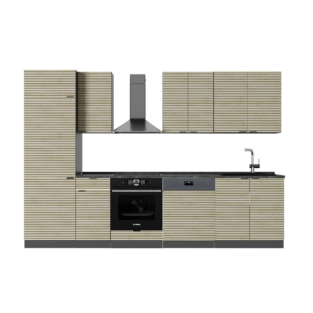 Cucina componibile Fame-Line Pannello in quercia/Antracite 300 cm, PL Antracite Vicco
