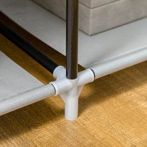 Armadio Guardaroba da Campeggio 103x43x162,5 cm 6 Ripiani Aperti e un Appendino in Tessuto non Tessuto Grigio