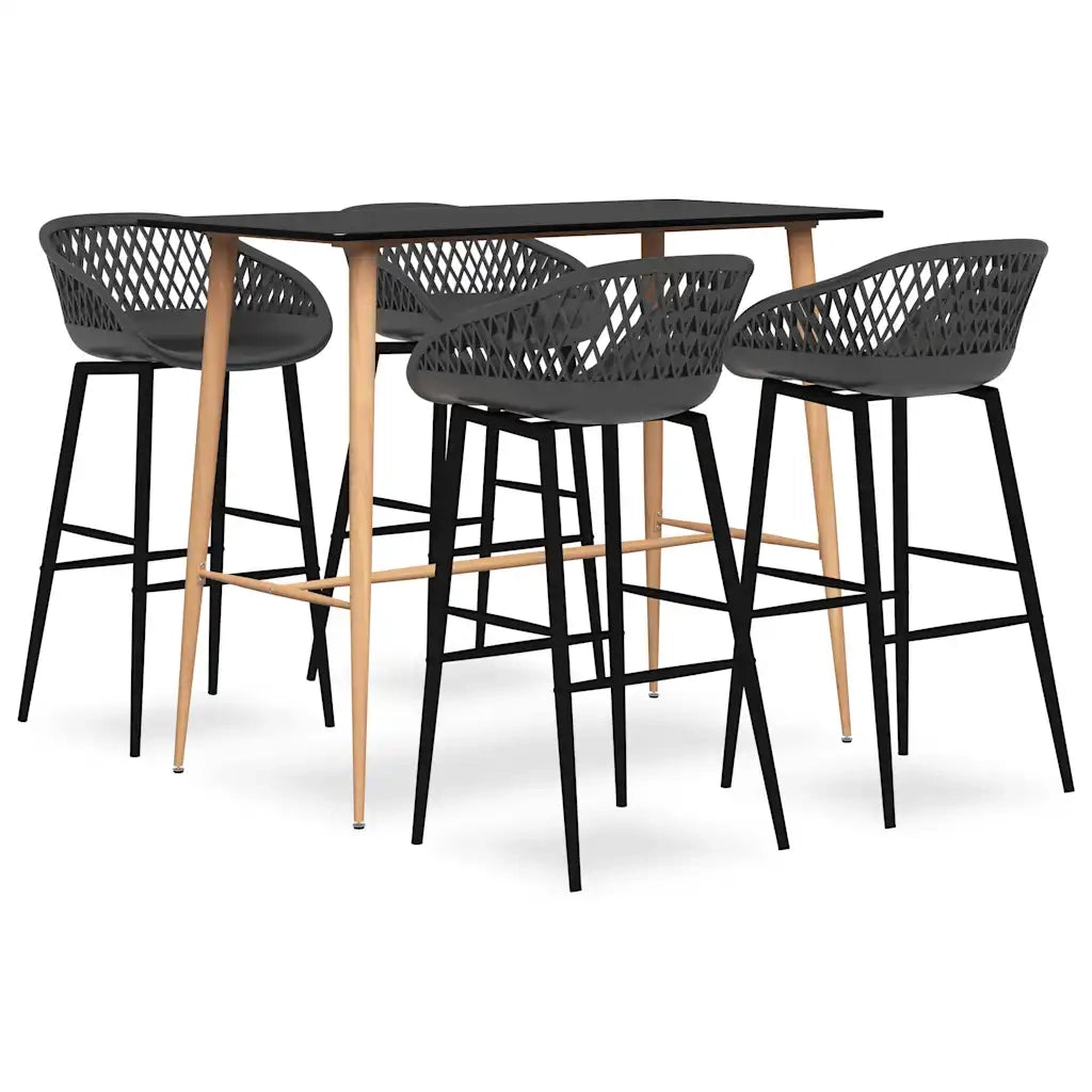 Set da Bar 5 pz Nero e Grigio 3057461