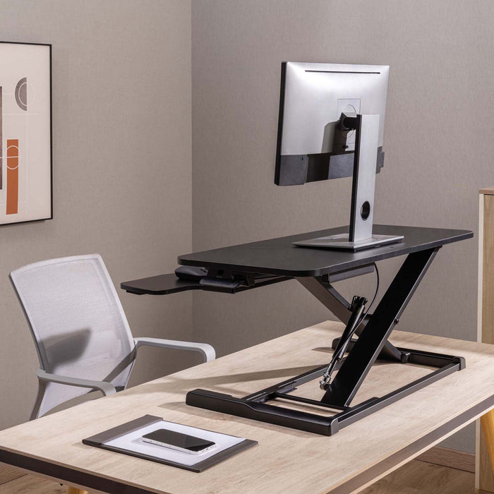 Alzata per monitor 95x40cm con porta tastiera, regolabile, Supporto di rialzo per computer