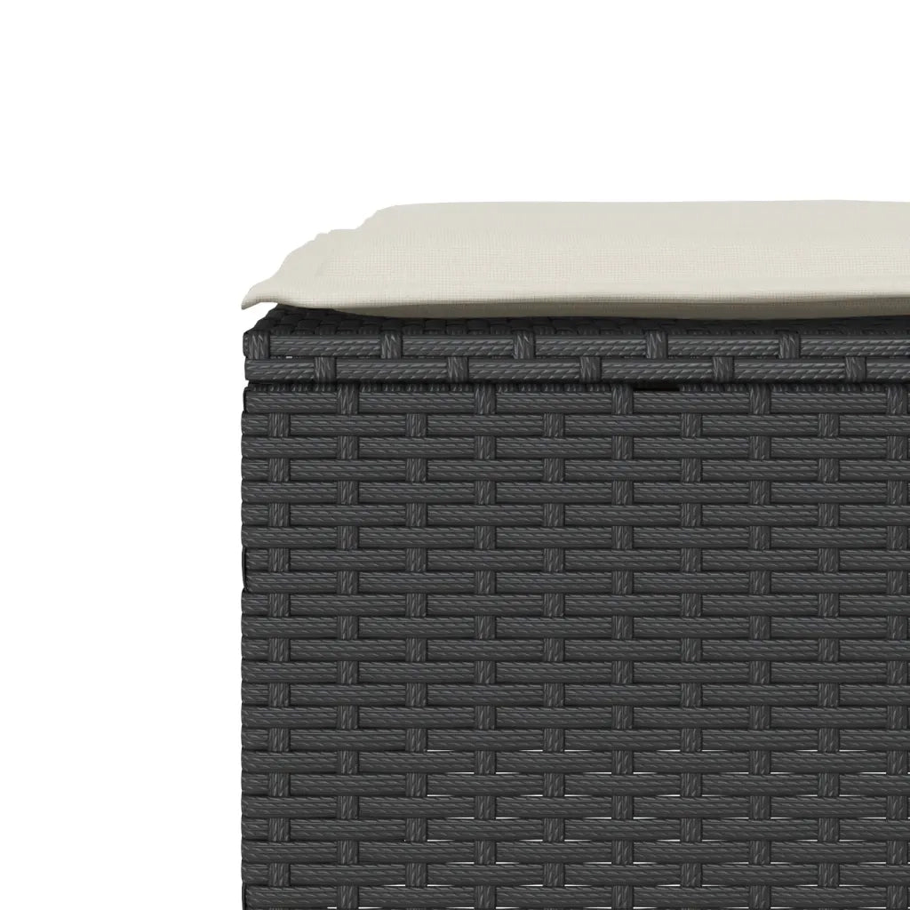 Set da BistrÃ² 3 pz con Cuscini Nero in Polyrattan