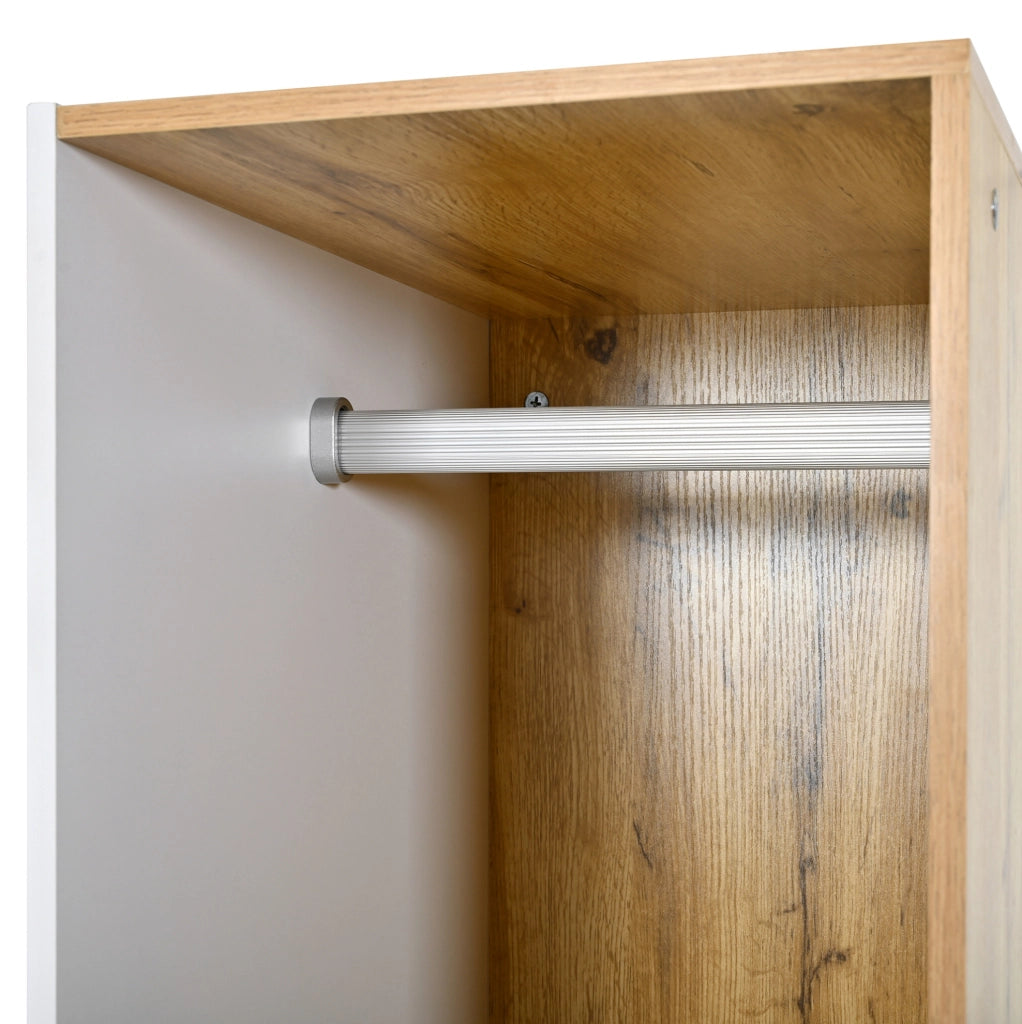 Mobile ingresso con specchio e scarpiera 127x35x180,5 cm in MDF bianco e naturale HAVRYA