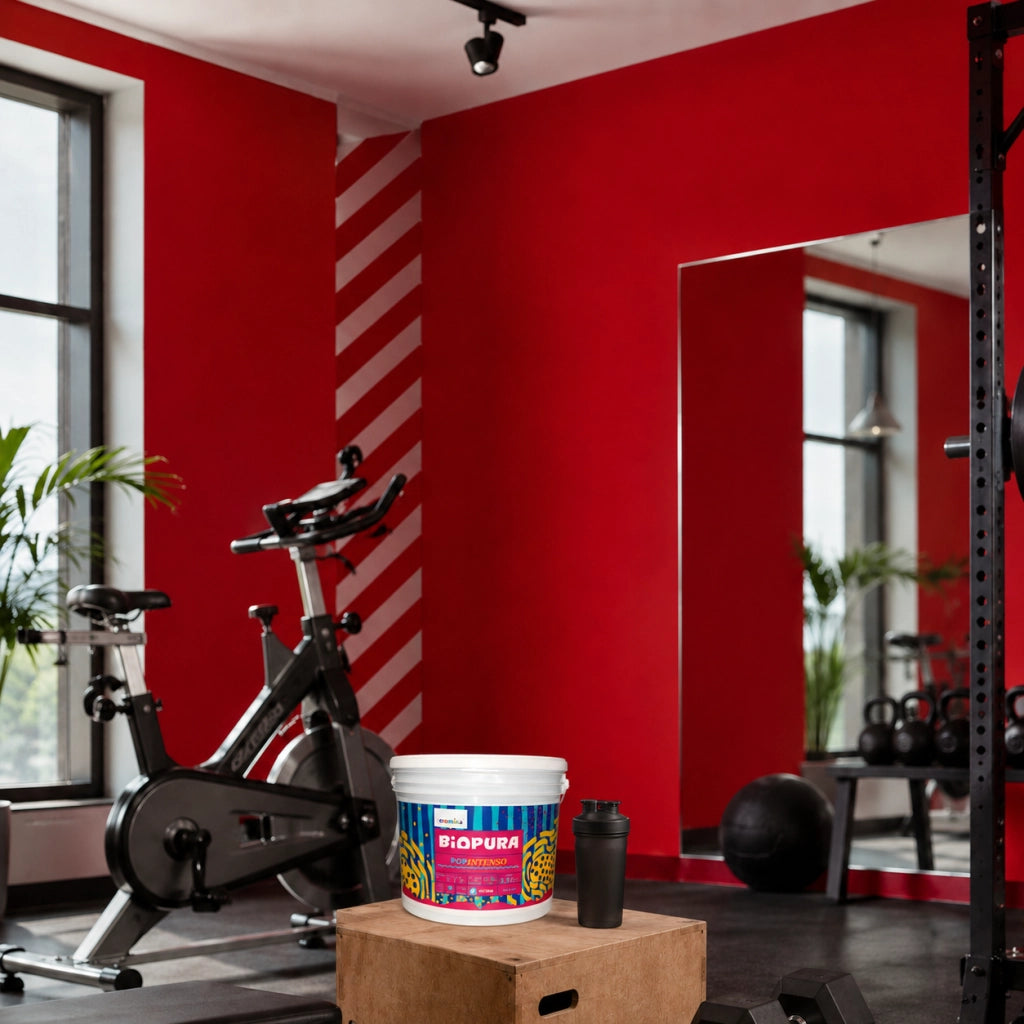 Popintenso palestra e decori interni pittura murale lavabile e coprente cromika *** formato 2.5 lt, colore- rosso mag...