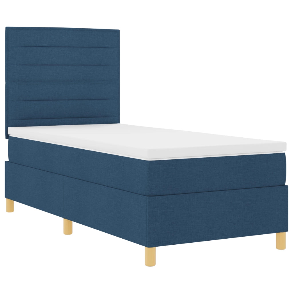 Letto con Box Spring e Materasso Blu 90x200 cm Tessuto