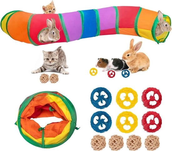 Tunnel per Piccoli Animali - Tunnelli e Tubi per Conigli, Cavia e Conigli Nani - Piega e Crinkle Raccordabile