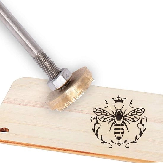 Stampa a Caldo per Legno con Tamponatore 30mm con Carica Interchangeabile in Ottone - Set di Barbecue per Legno con Prodotto in Pelle a Mano