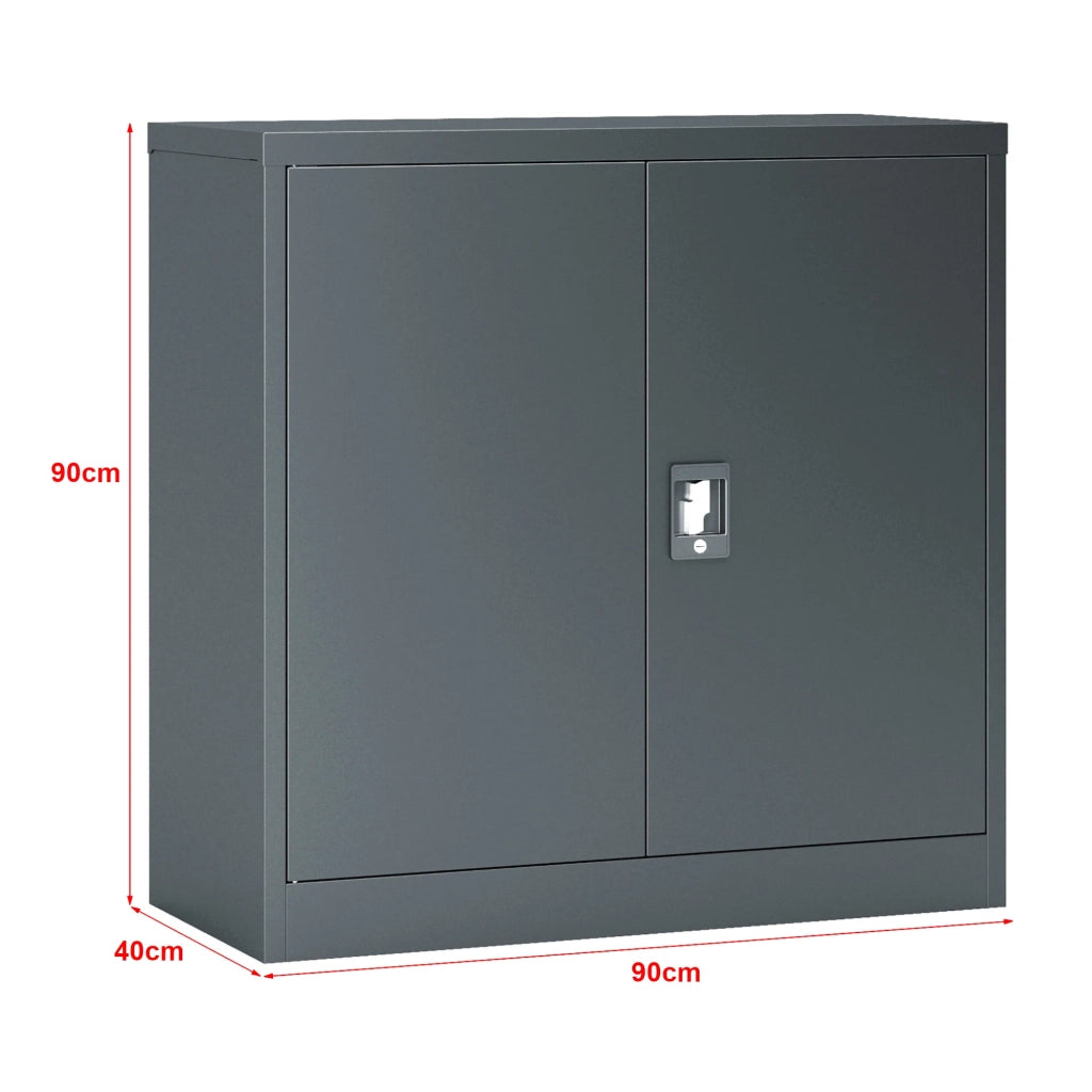 Armadio da ufficio armadietto da ufficio mobile contenitore per soggiorno ufficio camera da letto officina acciaio laccato 90 x 40 x 90 cm grigio scuro 03_0006322