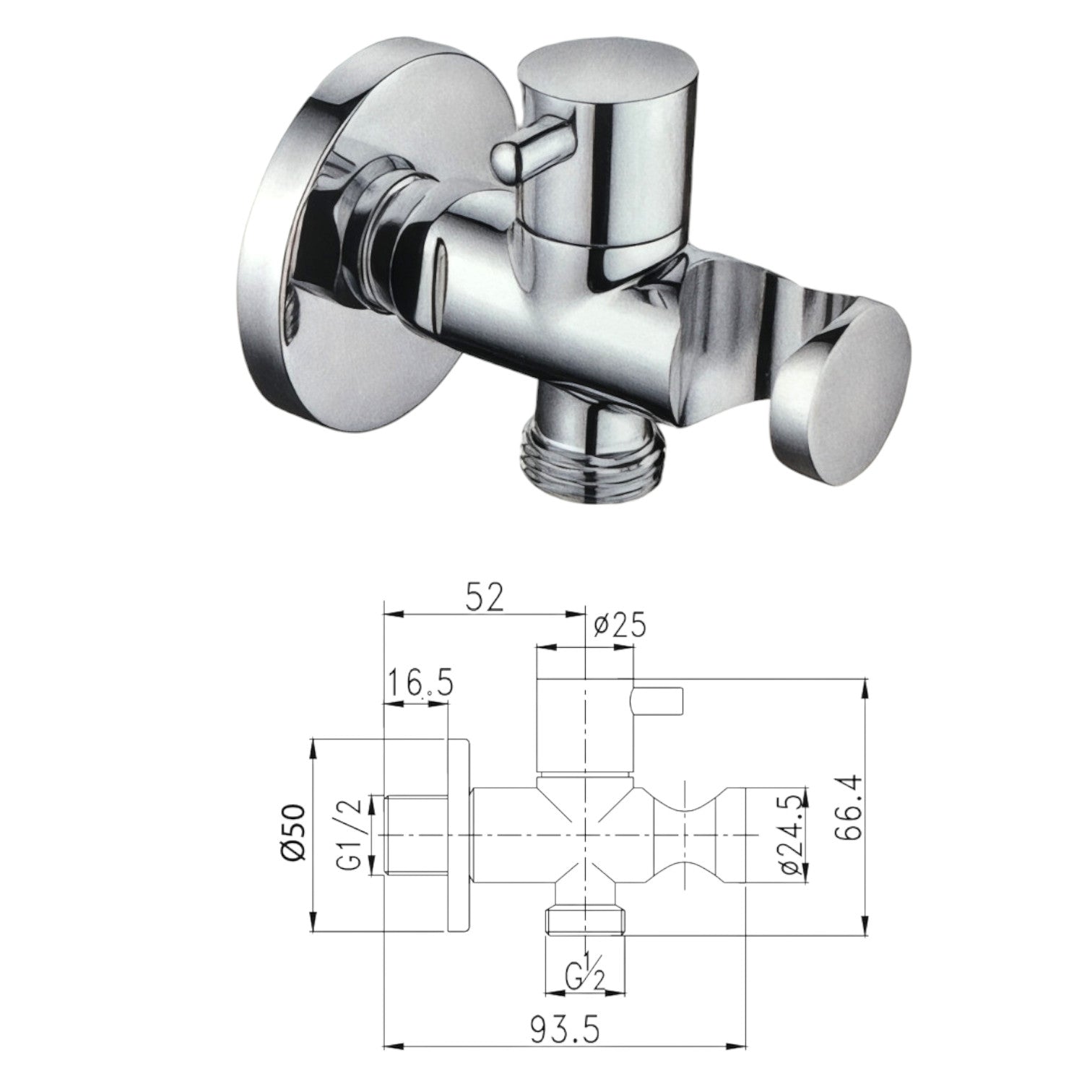 Presa acqua tonda con rubinetto e supporto doccia