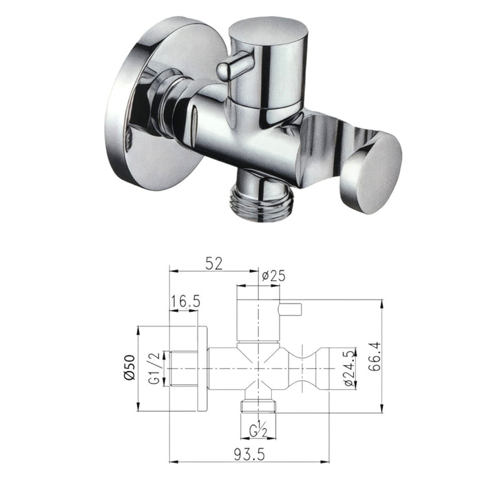 Presa acqua tonda con rubinetto e supporto doccia