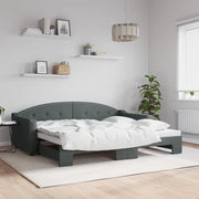 Divano Letto con Letto Estraibile Grigio Scuro 90x200cm Tessuto
