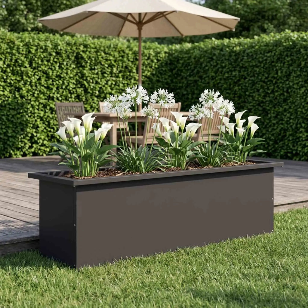 Fioriera da giardino con LED Nero 30 x 100 x 30 cm Acciaio 8008112