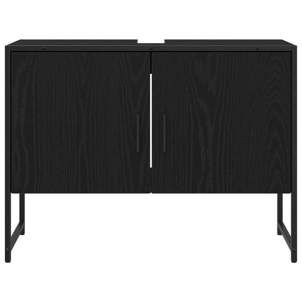 Set di mobili per bagno in 3 pezzi legno ingegnerizzato rovere nero