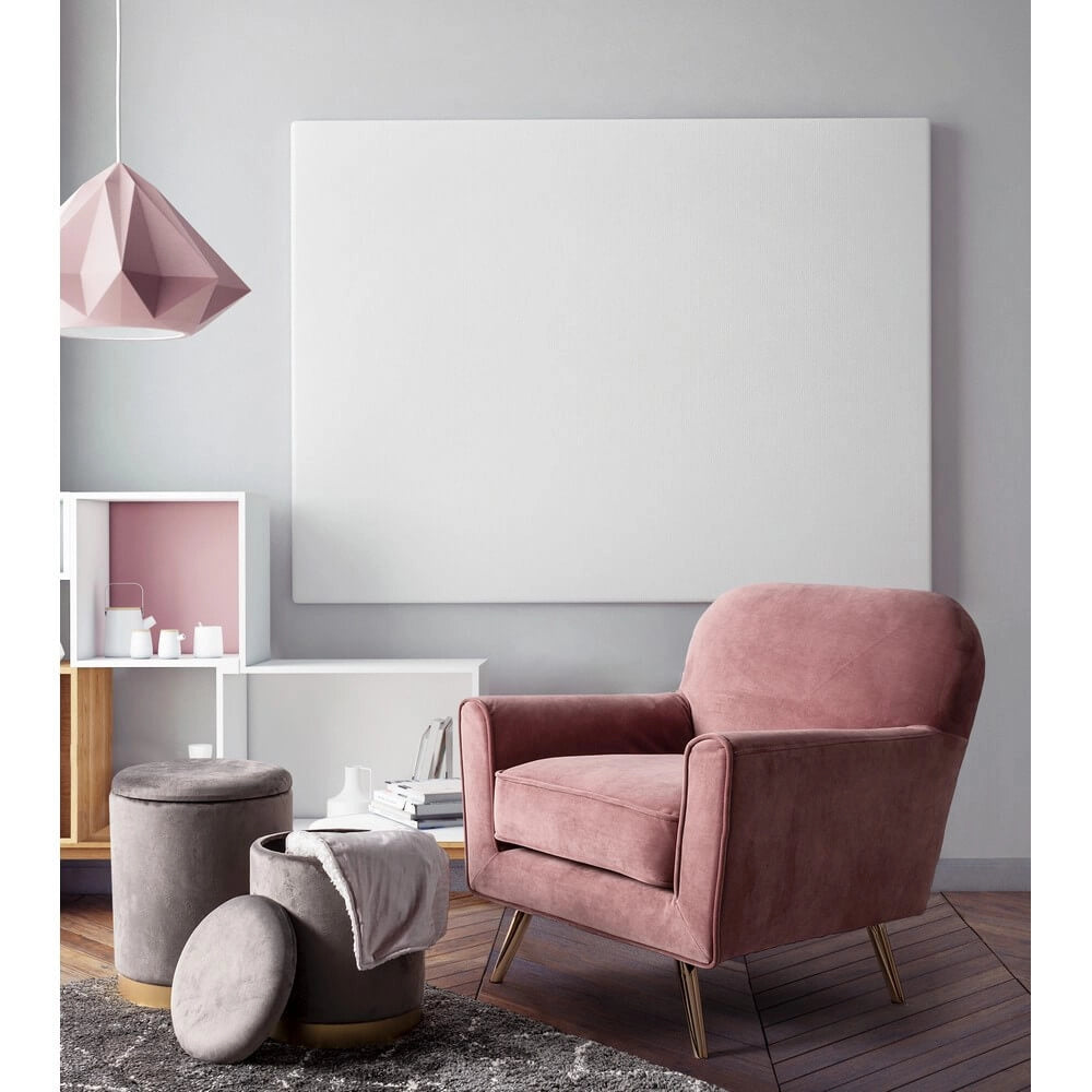 Set da 2 Pouf Contenitore Rotondi in Velluto con Base Dorata - SERENA
