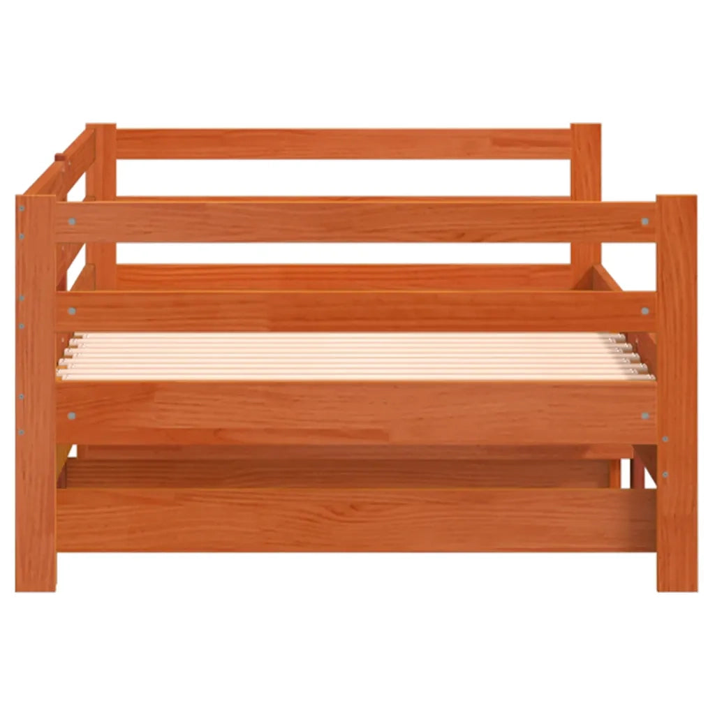 Divano Letto con Rotelle senza Materasso Marrone Cera 90x190 cm