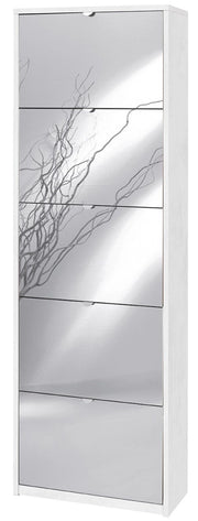 KIT SCARPIERA 5 ANTE A RIBALTA CON SPECCHIO FRONTALE H190 L63 P29 Cm FINITURA BIANCO OSSIDO SARMOG Sk565spk