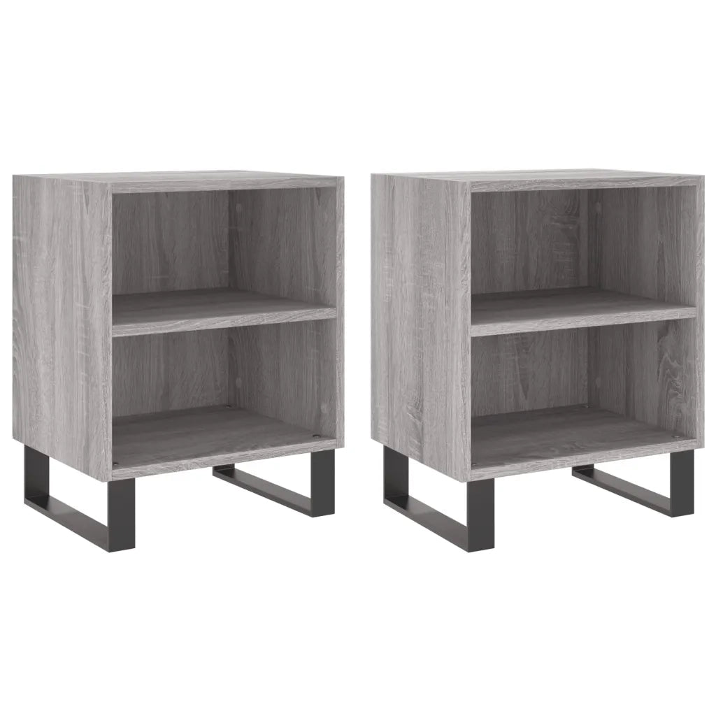 Set di 2 Comodini | Armadio da Notte | Mobiletto da notte Grigio Sonoma 40x30x50 cm in Legno Multistrato