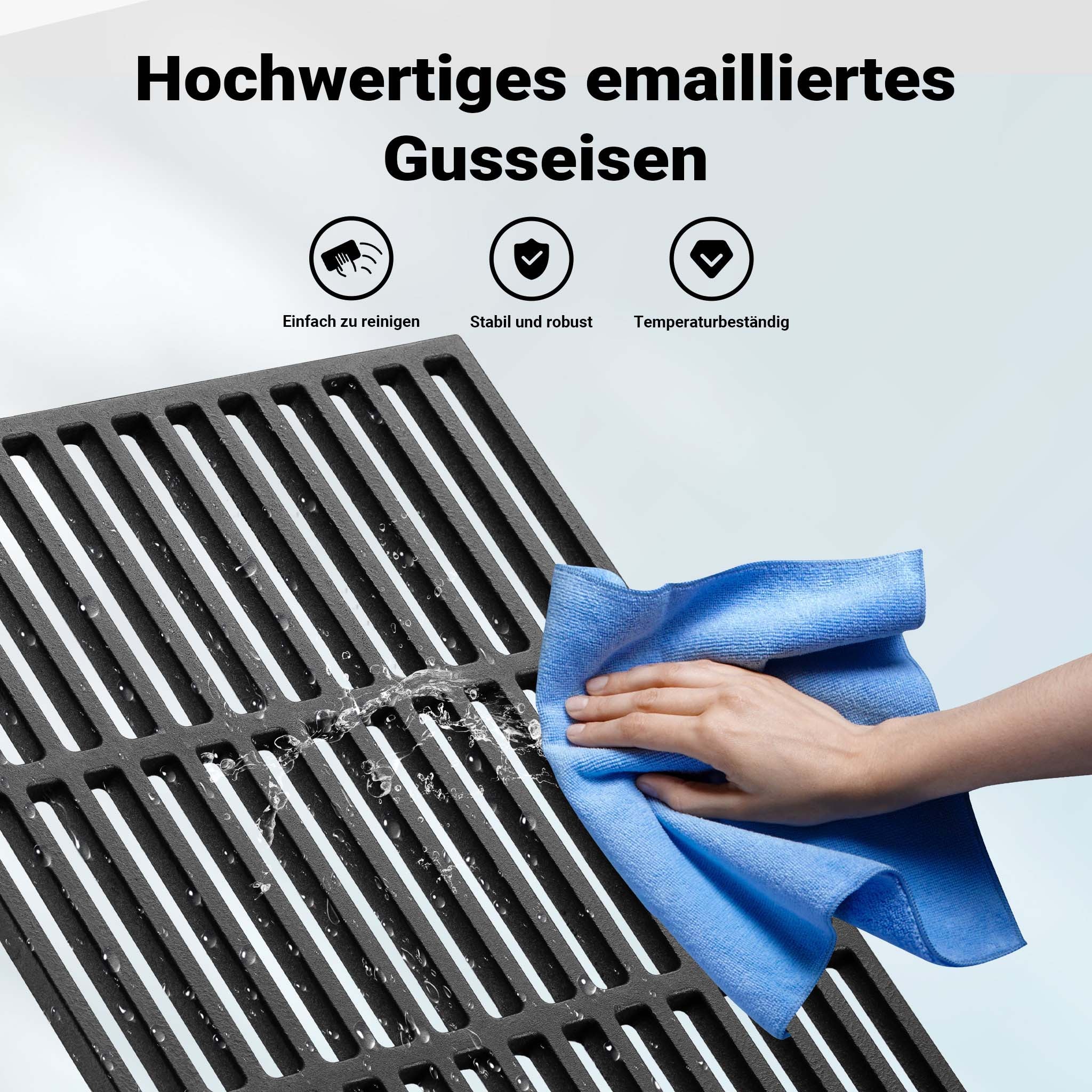 Griglia in ghisa per camino 26 x 44,5 cm, griglia in ghisa per barbecue a carbone e a gas, piastra in ghisa per carne, pesce, verdure