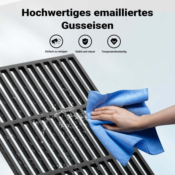 Griglia in ghisa per camino 26 x 44,5 cm, griglia in ghisa per barbecue a carbone e a gas, piastra in ghisa per carne, pesce, verdure