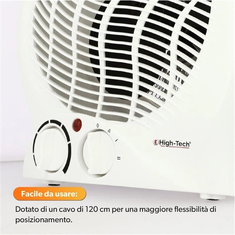 HIGH-TECH TERMOVENTILATORE 1000-2000 W 2 LIVELLI DI POTENZA E SPEGNIMENTO AUTOMATICO