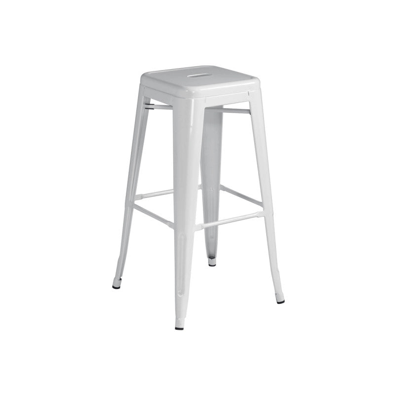 Set Di 4 Sgabelli Impilabile Lamiera Avorio Moia