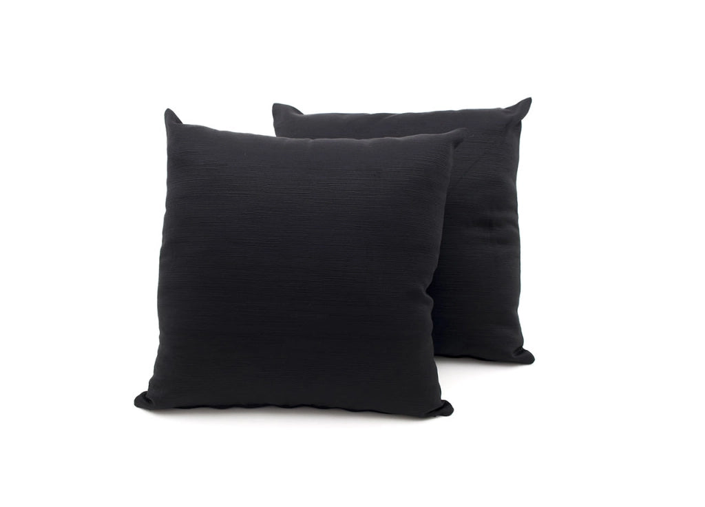 Coppia Cuscini Arredo Imbottiti Tessuto Ottoman In Tinta Unita Colore Nero 22 - 60x60 - Nero 22