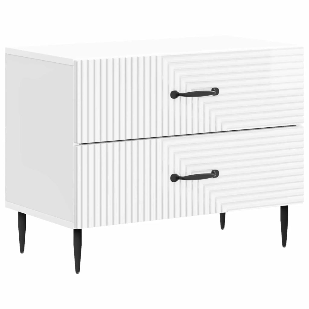 Armadio da Notte con cassetto Bianco Lucido 62 x 34,5 x 47,5 cm 894779