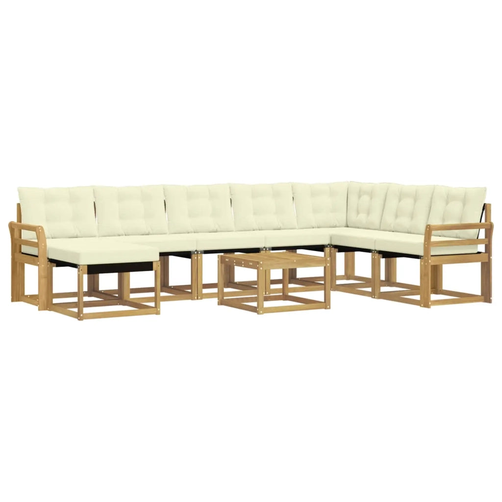 Set di divani da esterno con cuscino 9 pcs Bianco e Crema