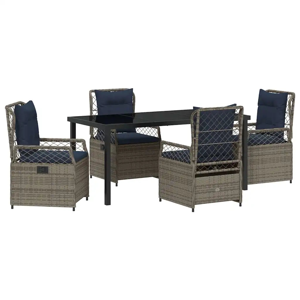 Set da Pranzo per Giardino 5 pcs Grigio polyrattan 3381054