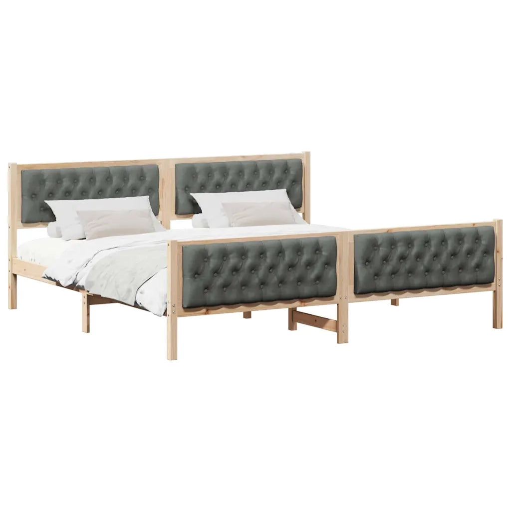 Letto matrimoniale | Letto per adulti | Struttura del letto Grigio scuro 200 x 200 cm Pino massello