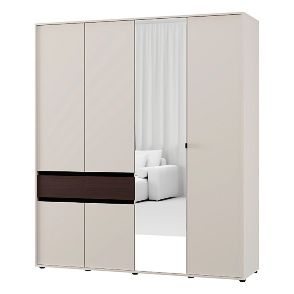 Armadio Camera da Letto Pai, Guardaroba Grande un Cassetto, 183x211h cm Bianco Crema