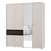 Armadio Camera da Letto Pai, Guardaroba Grande un Cassetto, 183x211h cm Bianco Crema