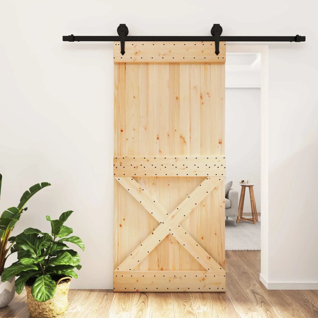 Porta scorrevole Naturale e Nero 95 x 210 cm 3445168